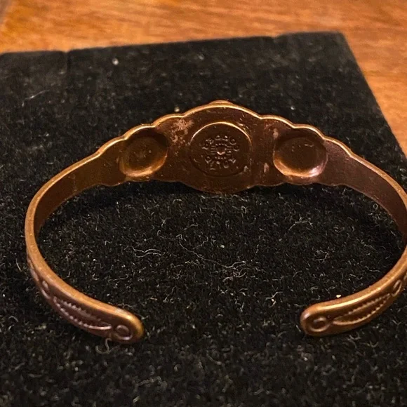 Vintage Bell Trading Child or Baby Copper Turquoise Thunderbird cuff Bracelet - Picture 2 of 5